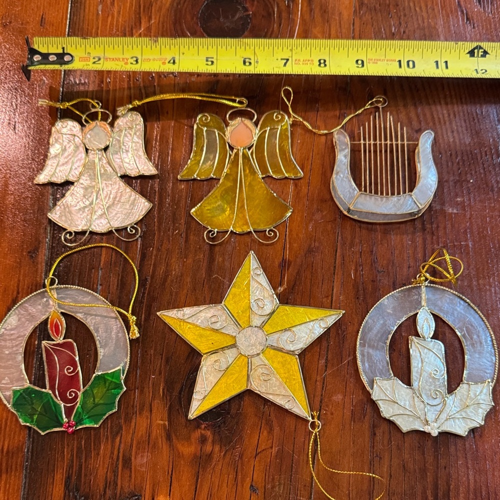 Vintage Capiz Shell Ornaments- set of 6